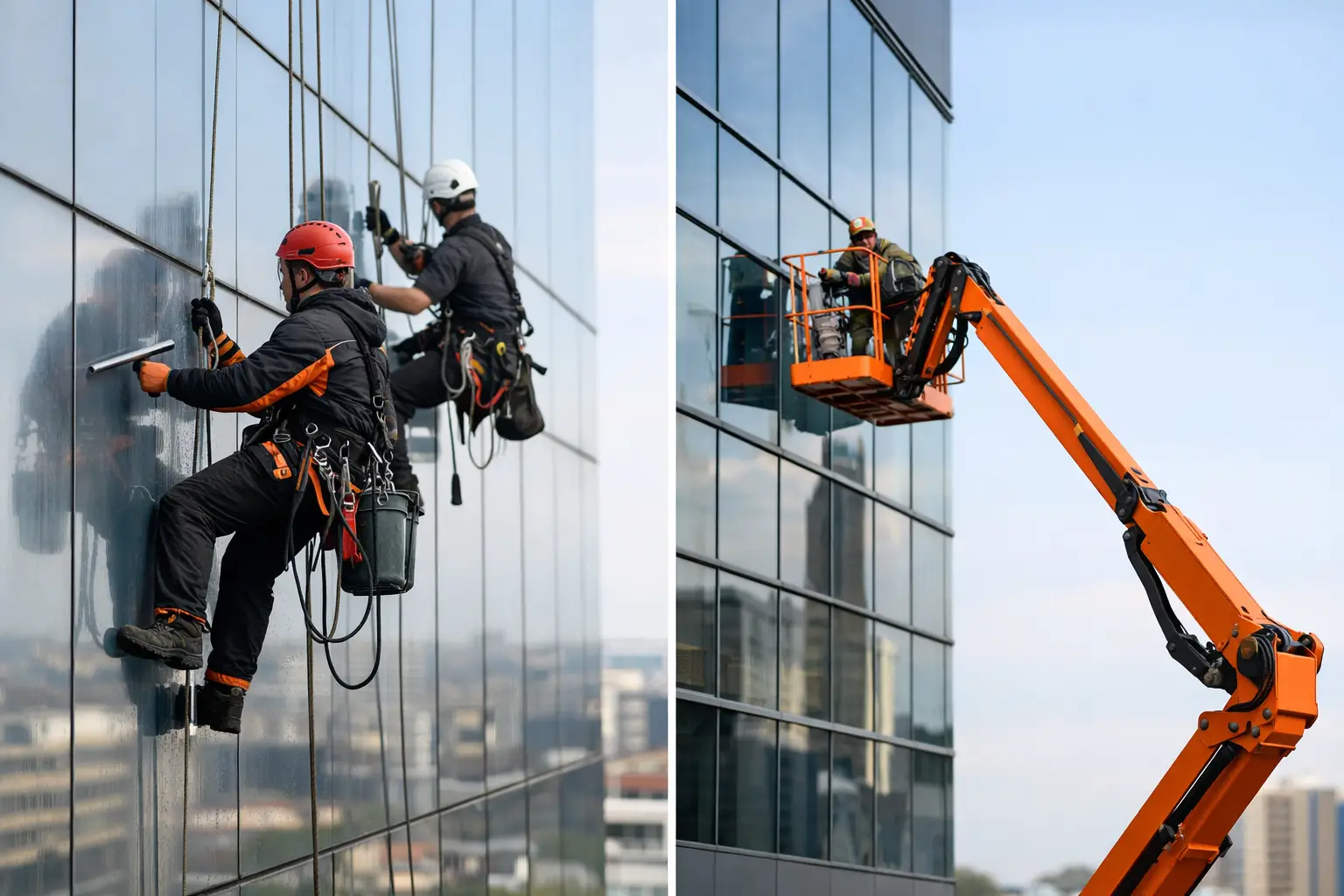 Rope Access Versus Boom Lifts for Facade Work | Facade rope access versus boom lifts for facade work featured